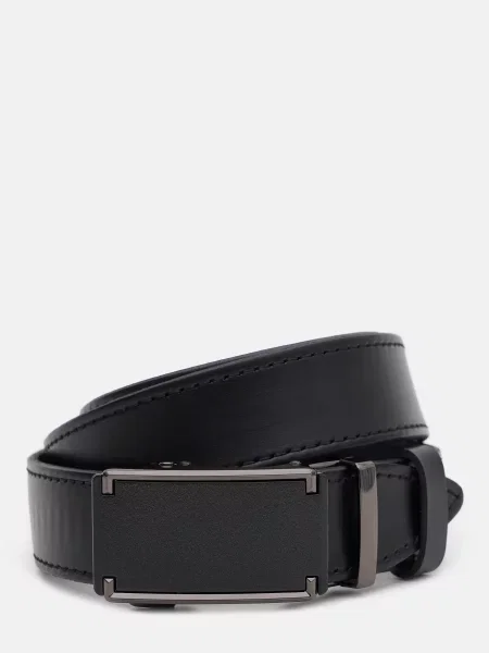 Шкіряний ремінь Borsa Leather з ремінцями чорний