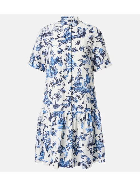 Rochie Erdem cu model floral din poplin alb