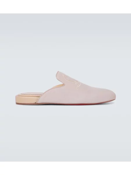 Papuci tip mules Christian Louboutin fără toc bej
