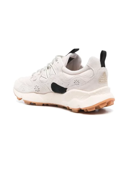 Sneakersy Flower Mountain w kwiatki skórzane beżowe
