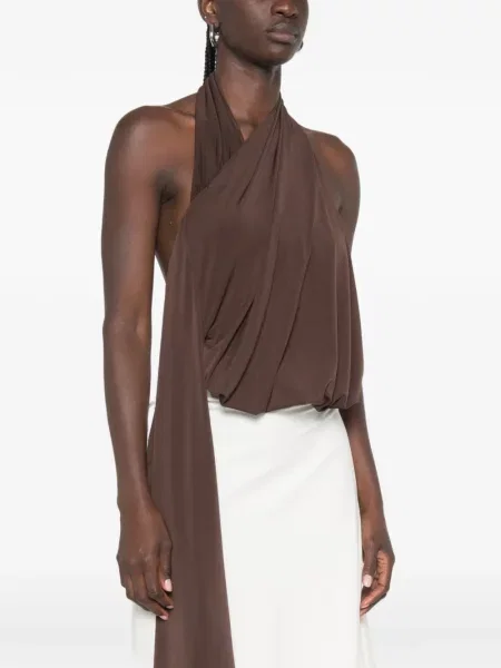 Top Coperni drapat alb