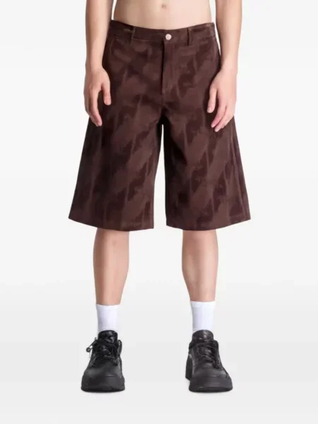 Pantaloni scurți Adidas cu dungi cu imagine din piele de căprioară verde