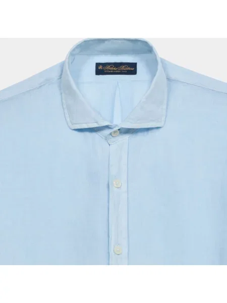 Lniana koszula Brooks Brothers niebieska