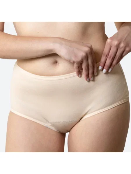 Majtki menstruacyjne Ecowoman dla dziewczynek z wysokim stanem obfite dni beżowe