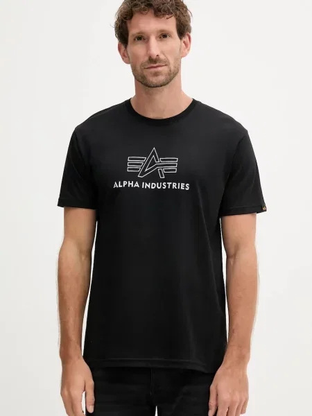 Тениска Alpha Industries с принт черно
