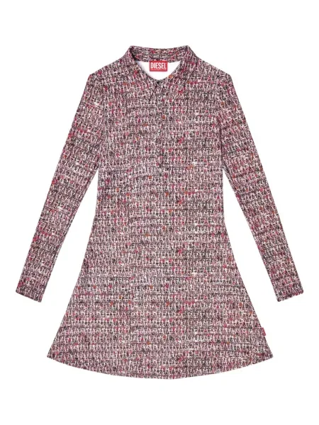 Mała sukienka koszulowa Diesel z nadrukiem garniturowa różowa