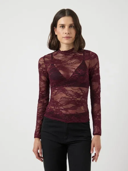YAS Tricou YASLACEY vin roșu