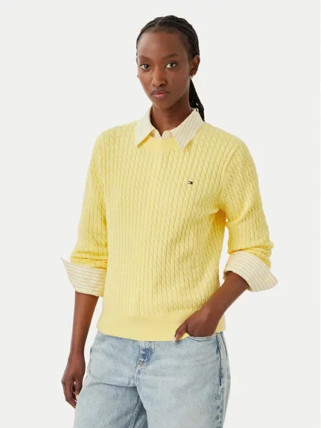 Tommy Hilfiger Megztinis Fine Šviesiai geltona