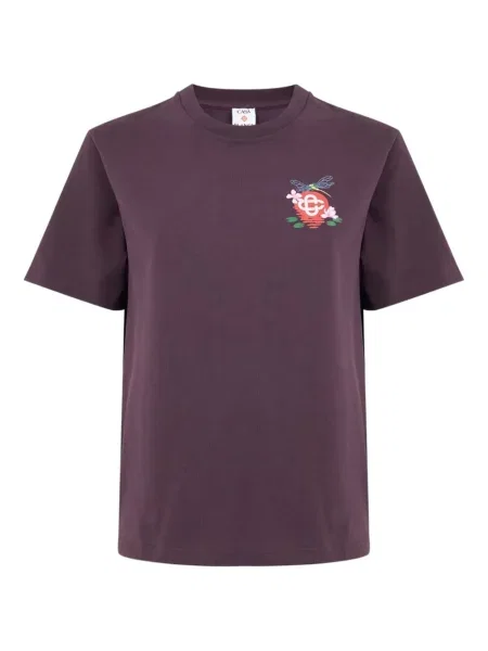 Tricou Casablanca cu broderie cu model floral violet