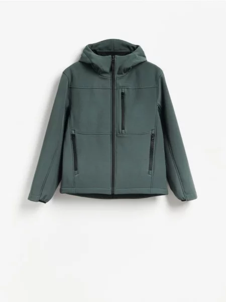 Reserved Kurtka softshell z kapturem morski