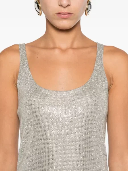 Rochie mini Alexander Wang fără mâneci de costum argintiu