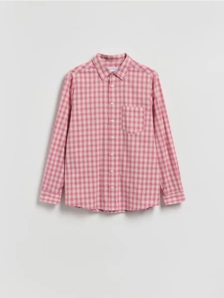 Reserved Cămașă comfort fit în carouri roz-pudră roz