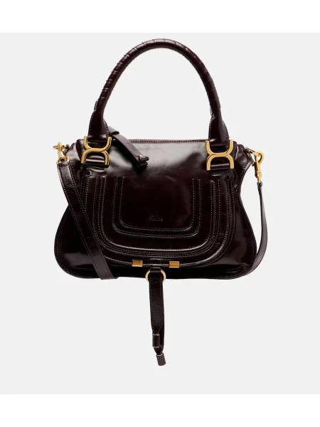 Geanta de piele Chloé Marcie din piele bordo