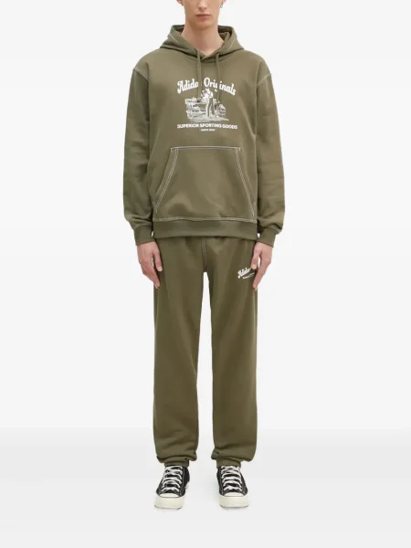 Spodnie cargo Adidas w paski z nadrukiem czarne