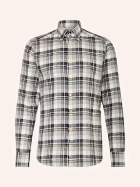 Stenströms Flanelová Košile Slimline Fit šedá/ režná/ hnědá šedá