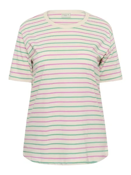 KAFFE CURVE Póló krém rózsaszín zöld