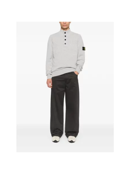 Sweter Stone Island z wysokim kołnierzem z kamieniami szary