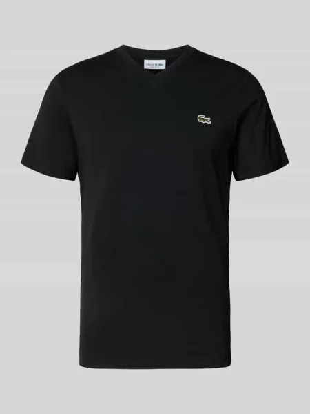 T-shirt o kroju regular fit z czystej bawełny Lacoste czarna