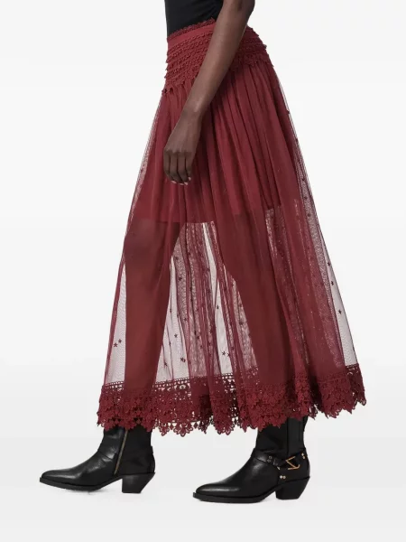 Fustă midi Allsaints plasă roșu