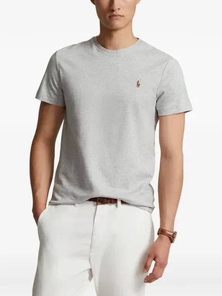 Matlasat tricou polo Polo Ralph Lauren cu decolteu rotund cu autograf roșu