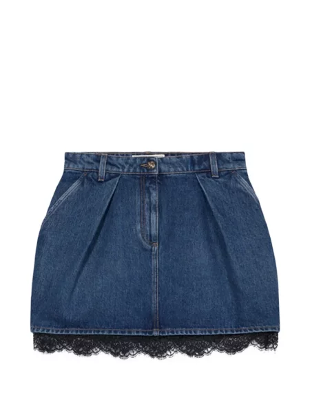 Fustă din denim Blumarine din dantelă albastru