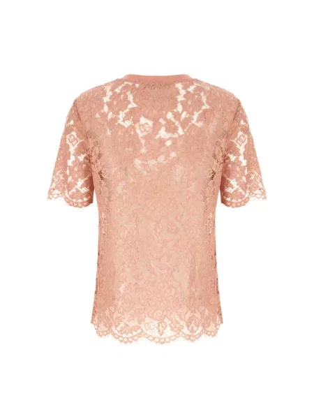 Koszulka Dolce And Gabbana koronkowa różowa