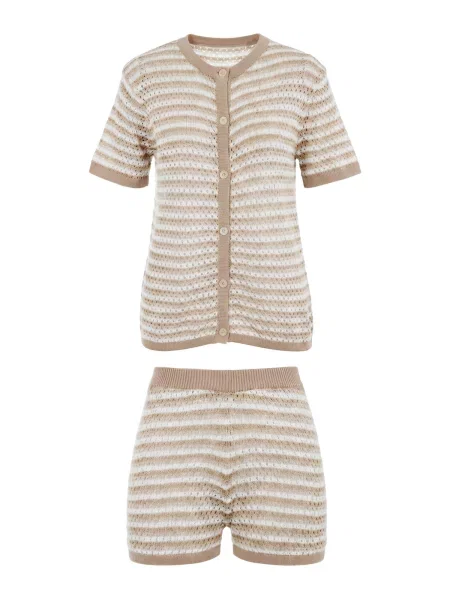 Imily Bela Costum cu pantaloni kaki alb