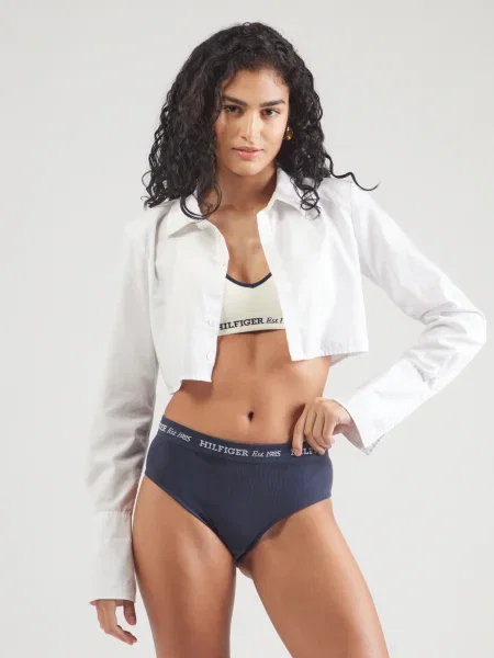 Tommy Hilfiger Klasične spodnje hlačke z visokim pasom Mornarsko modra