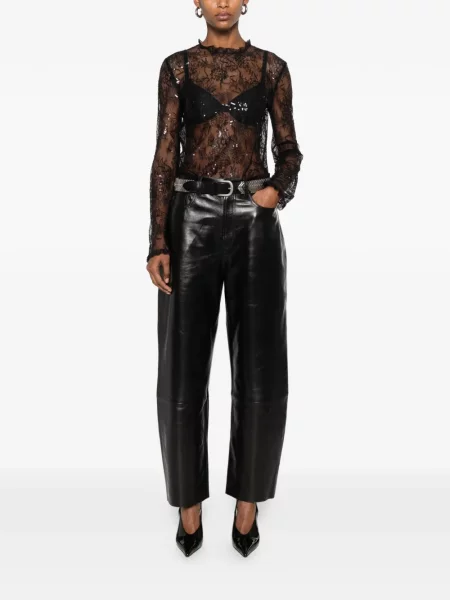Top Alberta Ferretti cu paiete din dantelă negru