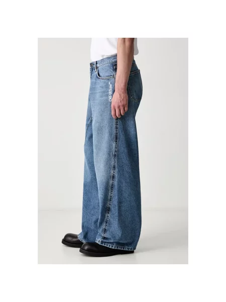 Off-White Half Arrow jeansy relaxed fit białe