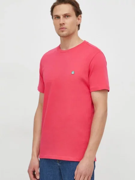 Тениска United Colors of Benetton с изчистен дизайн розово