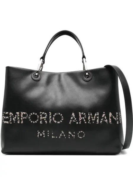 Geantă Emporio Armani cu aplicații negru