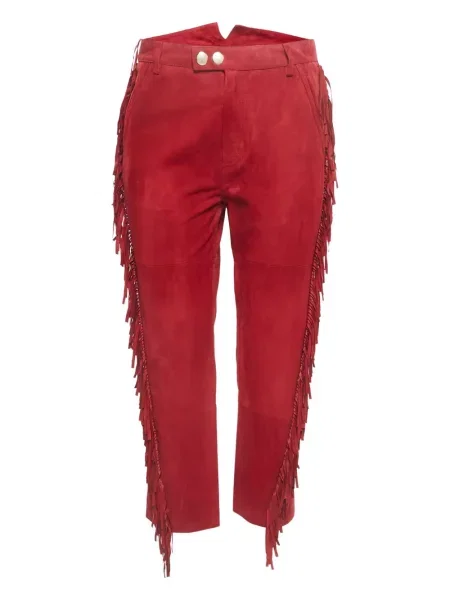 Pantaloni Zadig&voltaire din piele de căprioară roșu