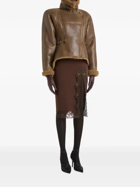 Fustă midi Balmain tricotate maro