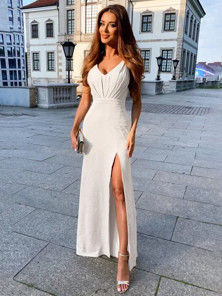 Rochie maxi Edoti de costum alb