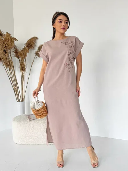 Лляна Сукня максі INNOE бежевий