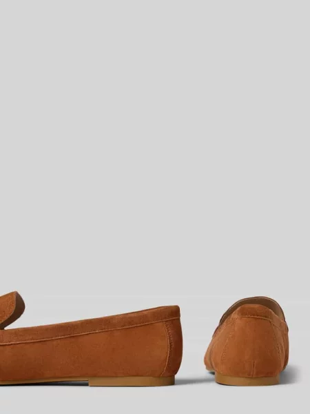 Mokasyny Lauren Ralph Lauren skórzane z logo brązowe