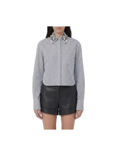 Koszula Sportmax w paski z paskiem czarna