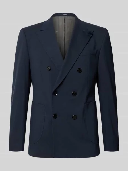 Spodnie garniturowe w kroju regular fit z domieszką Joop! Collection granatowe