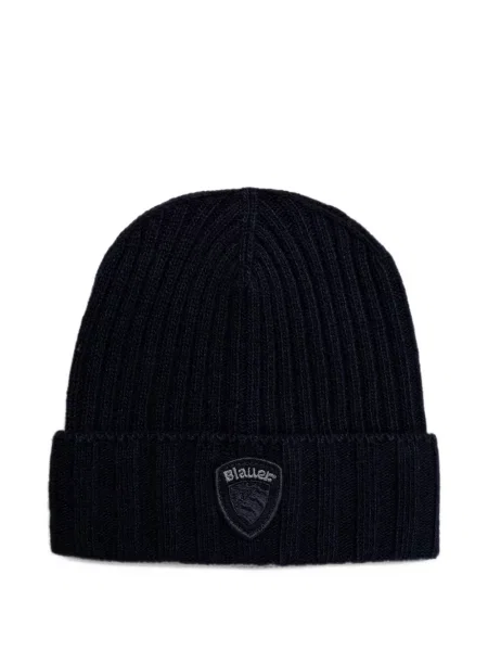 Dzianinowa czapka Blauer z logo niebieska
