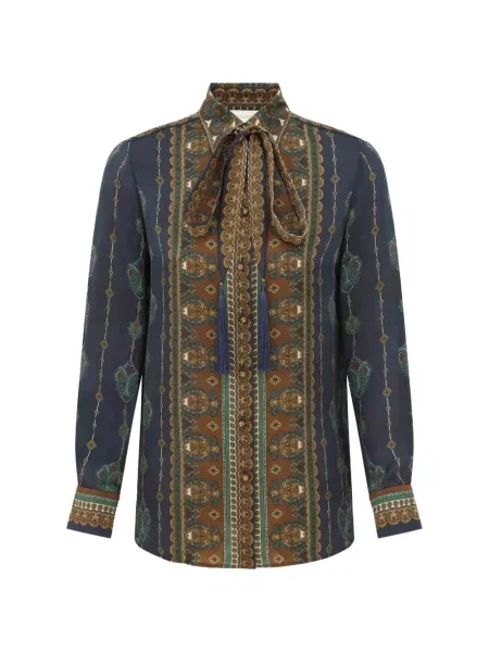 Cămașă Zimmermann cu funde cu model paisley albastru