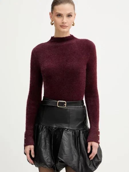 Morgan sweter MORIK.N z półgolfem MORIK.N bordowy