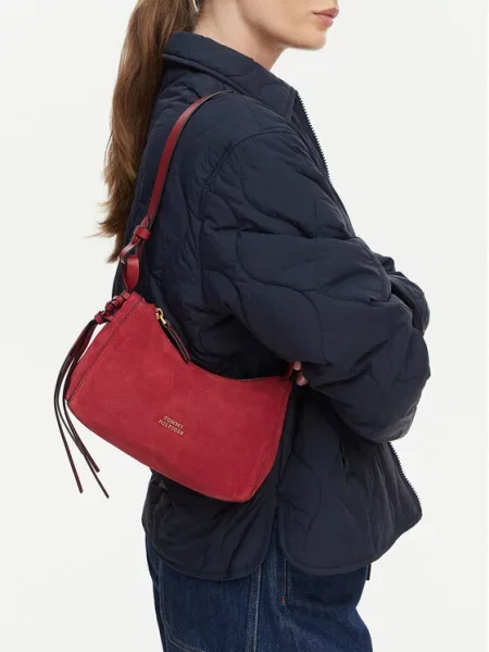 Tommy Hilfiger shopper torba za žene od brušene kože crvena