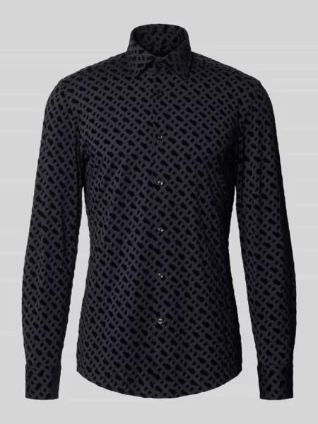 Koszula biznesowa o kroju slim fit z kołnierzykiem typu kent Boss czarna