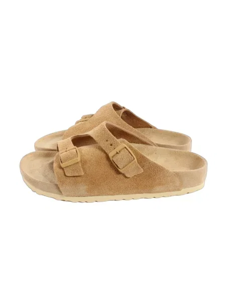 Klapki Birkenstock skórzane beżowe