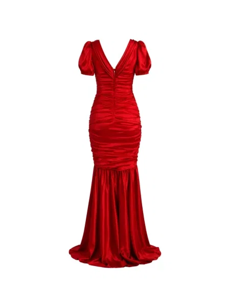 Rochie maxi Dolce & Gabbana cu volane roșu