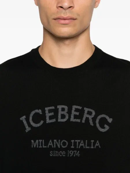 Pulover Iceberg cu broderie de lână negru