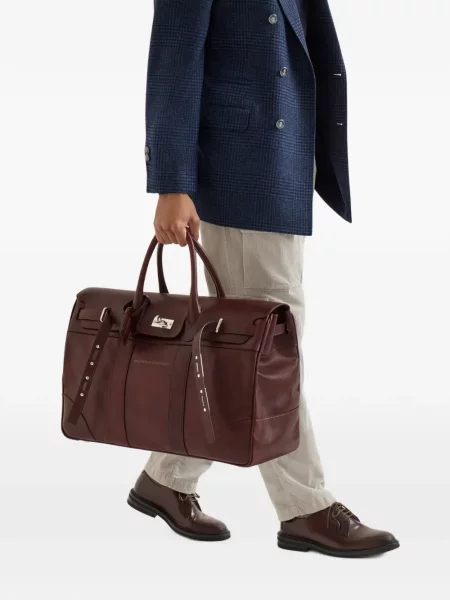 Geantă Brunello Cucinelli din piele maro