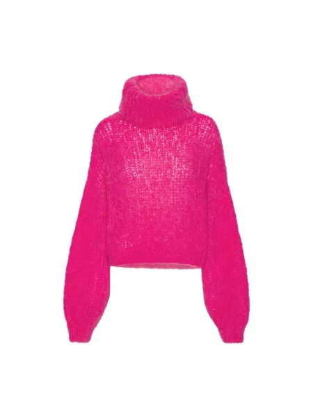 Sweter z golfem Americandreams wełniany różowy