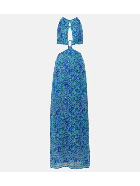 Rochie maxi Rixo cu imagine de costum albastru